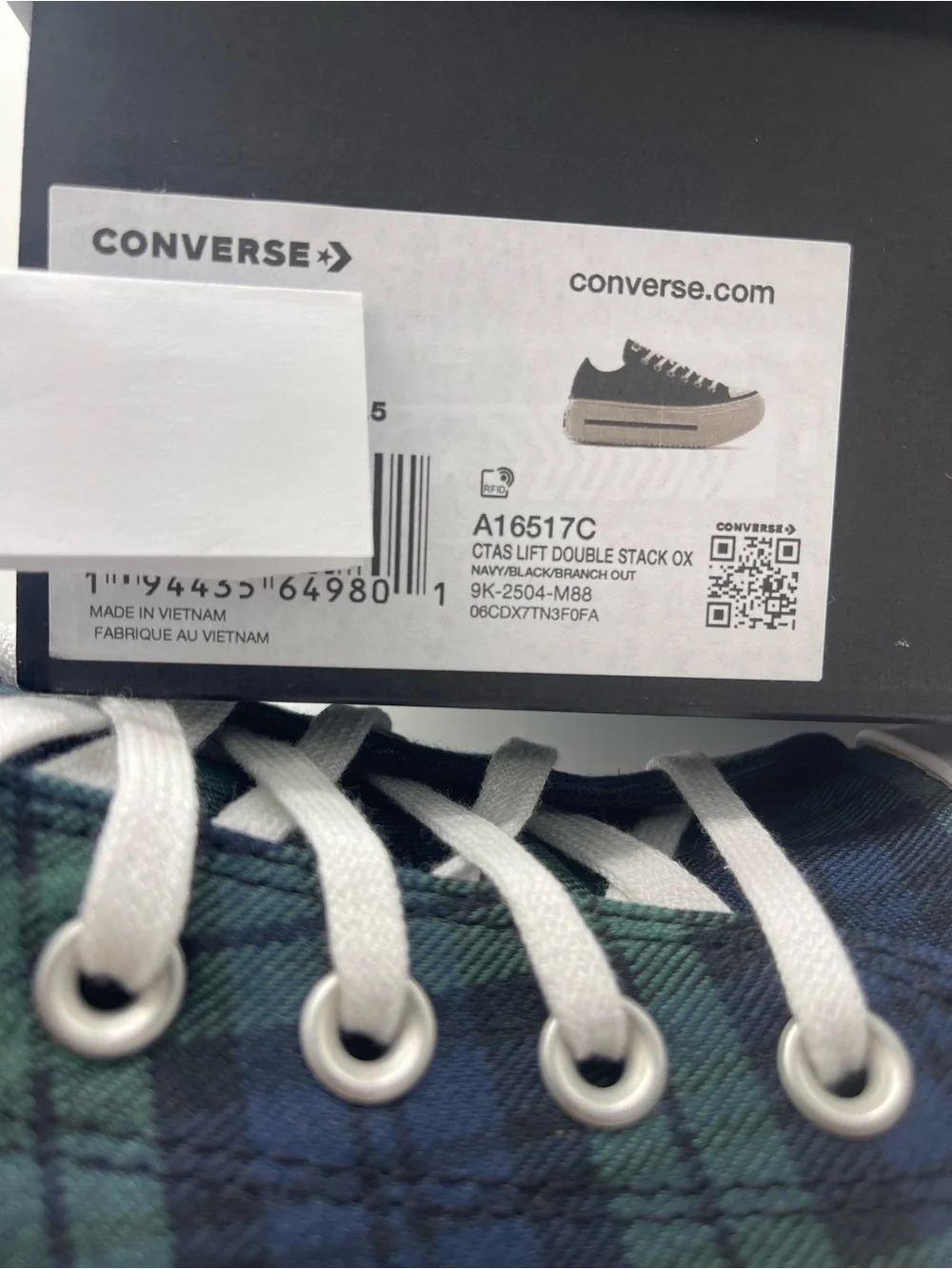 Converse WMNS CTAS Lift Double Stack Ox Navy Black Branch Out Platform Sneakers